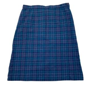 Vintage Pendleton Pencil Skirt Women’s 14 Wool Plaid Blue Librarian Academia